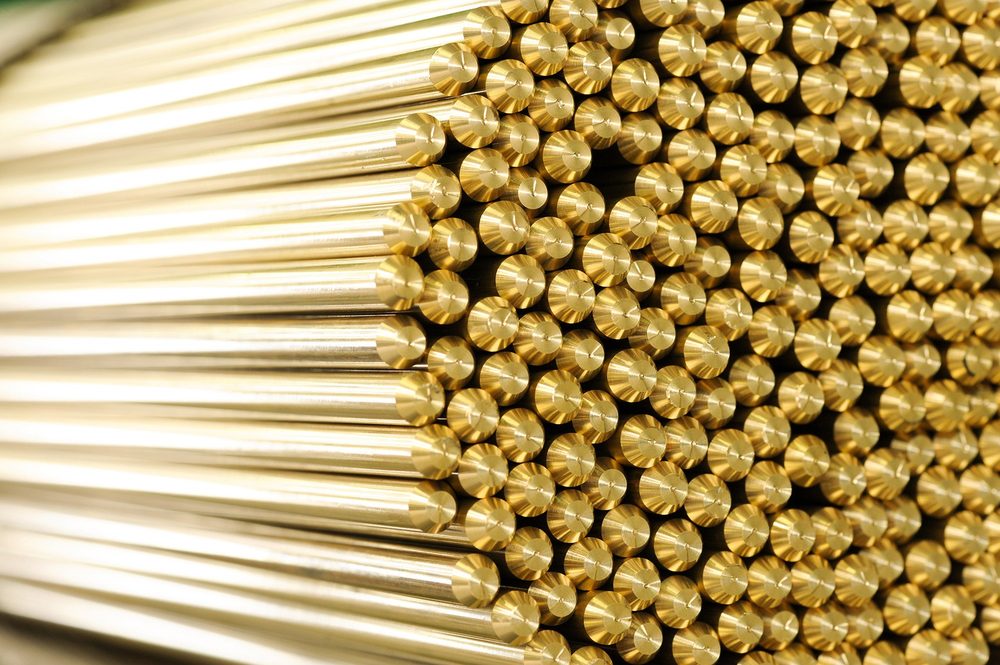 Bundle of brass rod stock